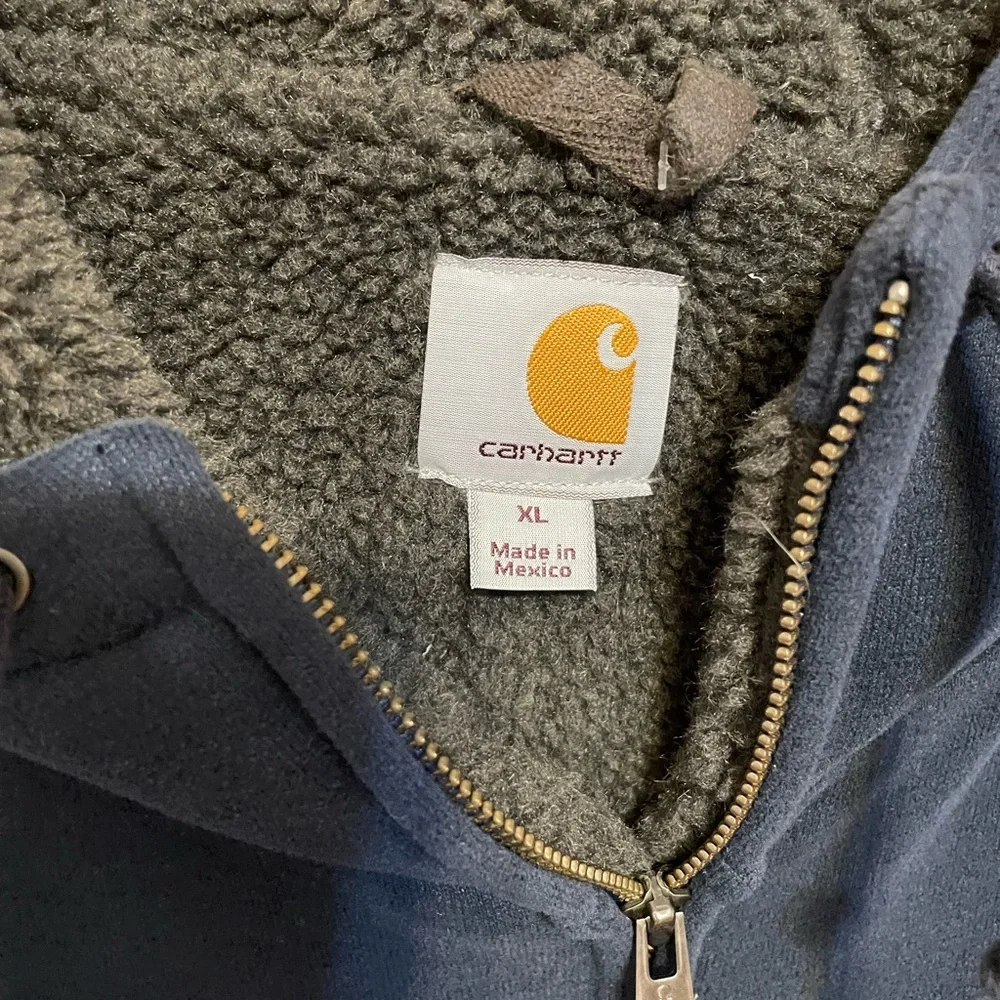 Carhartt Navy Blue Rain Defender Hooded Sweatshirt XL - Picture 2 of 3